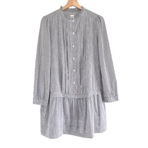 Rebecca Taylor La Vie Long Sleeve Grey & White Stripe
Cotton Mini Shirt Dress M